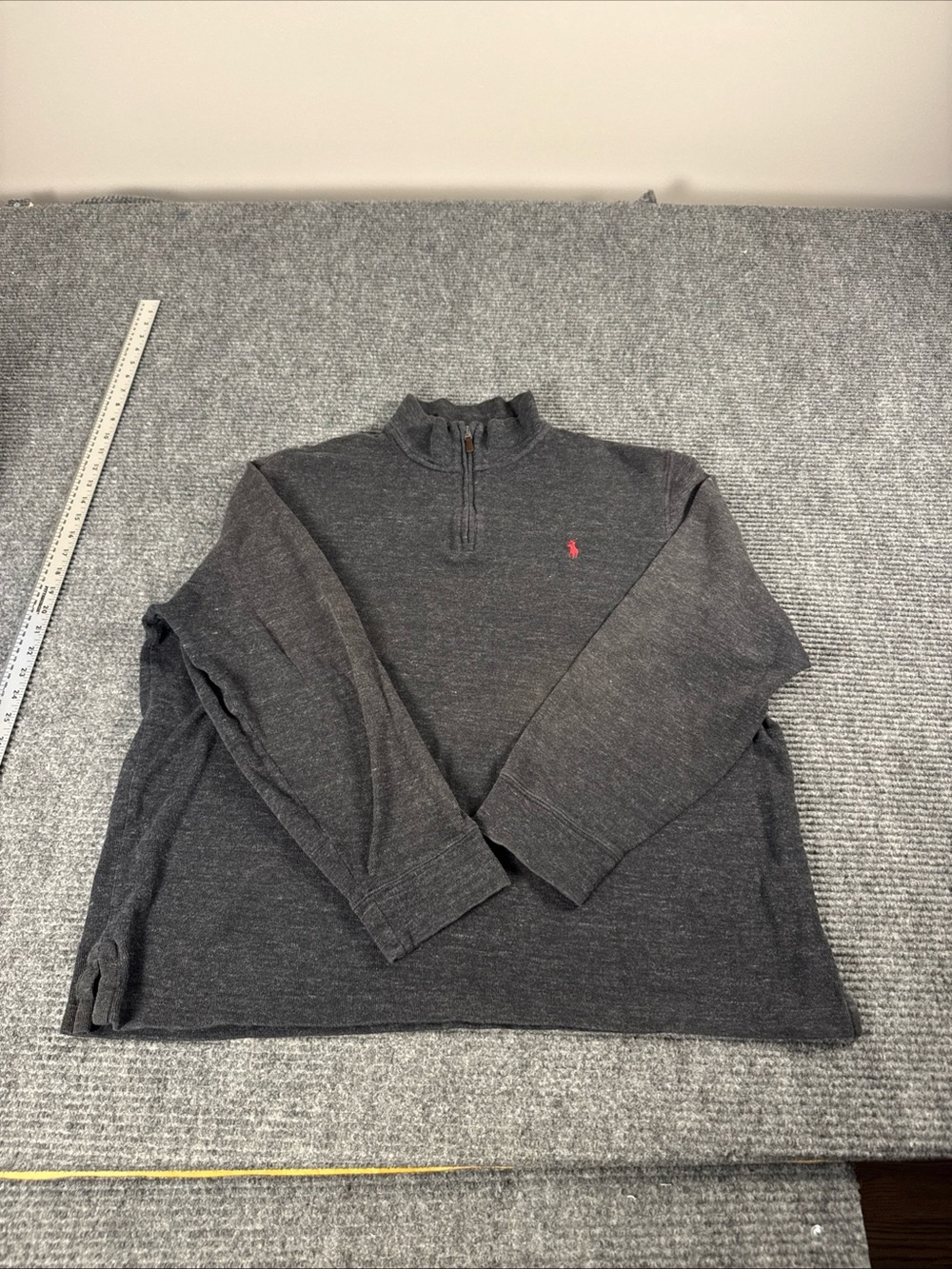 Polo Ralph Lauren Estate Rib 1/4 Zip Pullover Sweater Charcoal Gray Mens XL